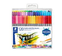 Staedtler Feutres à double pointe 3200 TB120 - Pointe 0,5-0,8 mm et 3 mm - Étui 120 couleurs