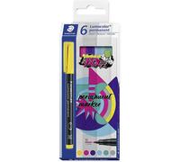 Staedtler Feutres permanents Lumocolor 317 – Pointe moyenne 1 mm – Étui carton 6 couleurs assorties