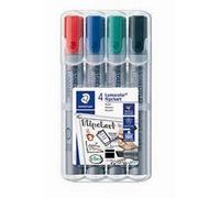 Staedtler Marqueur Flipchart Lumocolor 356B Pointe biseau 2 à 5 mm Assortis Étui de 4