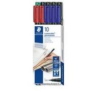 Staedtler Lumocolor Permanent, 10 Feutres Lumocolor Permanent, Couleurs Assorties, Résistant à l'Eau, Pointe de 0.6mm, Fabriqué en Allemagne, 318 B10
