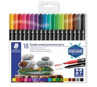 Staedtler Feutres permanents 3187 TB18 – double pointe, fine et ultra-fine, 18 feutres assortis