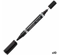 Staedtler Marqueur Lumocolor Duo 348 – double-pointe 0,6 mm / biseau 1,5–4 mm Noir boîte 10