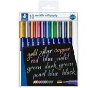 Staedtler Feutres métalliques 8325 TB10 – pointe biseau, encre pigmentée à base d'eau, étui 10