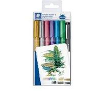 STAEDTLER Marqueur permanent Metallic, étui de 6 + feutre G