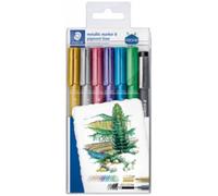 Staedtler Marqueur permanent Metallic – étui de 6 + feutre 0,000000 Noir