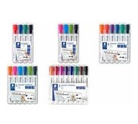 Staedtler Marqueurs pour tableau blanc Lumocolor 351 - Pointe ogive 2 mm, Étui chevalet 6 couleurs
