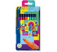 Staedtler - Triplus Color 323 - Etui Carton 10 Feutres Coloriage Pointe Moyenne 1 mm Assortis - Edition Happy - 323 C10 Ha