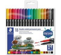 Staedtler Feutres permanents 3187 TB18 – double pointe, fine et ultra-fine, 18 feutres assortis