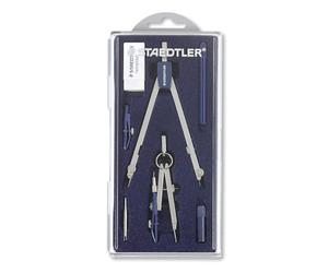 Staedtler Mars Basic 559 C07 - Compas Technique De Précision + Tire-Ligne Et Manche + Balustre Avec Élément Mine Et Tire-Ligne - Set 7 Pièces