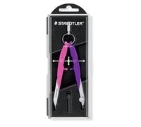 STAEDTLER Mars Comfort 556 Compas - rose néon/violet, Ø 23 cm | Compas de précision à guidage broche & molette centrale - étui rabattable - Art.-Nr. 556 00-N2