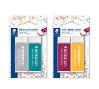 STAEDTLER Mars Gomme à sandwich en plastique Lot de 2 couleurs assorties.