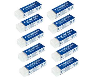 Staedtler Mars Gomme Plastique Caoutchouc - 526 - Crayon, école, bureau, dessin - Blanc - Lot de 10