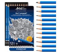 Staedtler Mars Lumograph 100 Crayons à dessin - étui métal de 12 | Mine incassable en duretés assorties, bois durable - croquis, ombrages & hachures - Art.-Nr. 100 G12