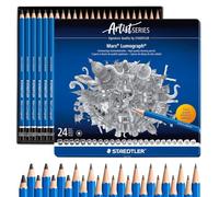 Staedtler Crayons à papier Mars Lumograph 100 G24 - Boîte métal 24 crayons assortis 12B-10H