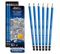 Staedtler Crayons à papier Mars Lumograph – Boîte en métal 6 crayons 8B/7B/6B/4B/2B/HB