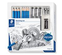 Staedtler Coffret de dessin graphite Mars Lumograph – crayons, feutres, gomme, taille-crayon 61 100