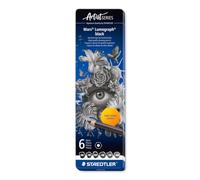 Staedtler Mars Lumograph 100B Crayons à dessin - étui métal de 6 | Mine noire intense incassable en duretés assorties, bois durable - ombrages riches & beaux-arts - Art.-Nr. 100B G6