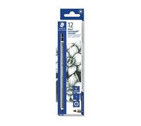 Staedtler Mars Lumograph Charcoal, Crayons fusains tendres de très haute qualité, Boîte en carton avec 12 fusains de graduation soft, 100C-S VE