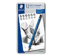 Staedtler Mars Lumograph, Crayons à papier de très haute qualité pour écriture et dessin artistique, Boîte en métal avec 12 crayons assortis 6B-4H, 100 G12