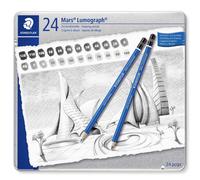 STAEDTLER Mars Lumograph - Crayons de dessin et de croquis - 24 pièces, duretés assorties