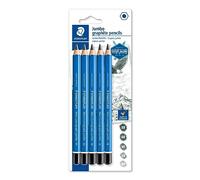 Staedtler Mars Lumograph Jumbo, Crayons à papier gros module de haute qualité pour écriture et dessin, Étui blister avec 5 crayons 8B/6B/4B/2B/HB, 100J-S BK5