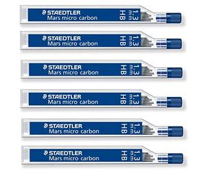 STAEDTLER Mars Micro Carbon 250 1.3mm HB - Recharges de mine - 6 tubes/embouts (36 mines) HB