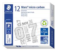Staedtler Mars Micro Carbon - Mine De Crayon - H - Noir Jet - 0.7 Mm - Paquet De 12 - Pour Graphite 760, 762, 779