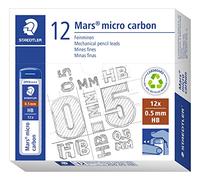 STAEDTLER Mars micro carbon 250 Mines - 0,5 mm HB, boîte de 12 | Mines fines résistantes à la casse pour porte-mines - écriture douce - Art.-Nr. 250 05-HB