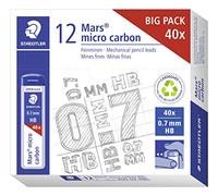 Staedtler Mars micro carbon 255 mines - 0,7 mm HB, 40 pièces | Mines fines résistantes à la rupture, sensation d'écriture douce - robustes, en boîte - Réf. 255 07-HB