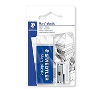 Staedtler Mars Plastic 526 50 - Blister 1 Gomme Blanche Sans Latex + 1 Taille-Crayon 510 10