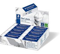 Staedtler Mars Plastic, Gommes plastiques blanches de très haute qualité, Sans phtalates ni latex, Boîte en carton avec 20 gommes de taille standard, 526 50 VE