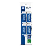 Staedtler Mars Plastic, Gommes plastiques blanches de très haute qualité, Sans phtalates ni latex, Étui blister avec 4 gommes de taille standard, 526 50 BK4DA