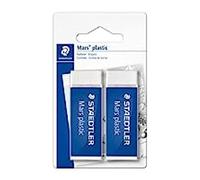 Staedtler Mars Plastic, Gommes plastiques blanches de très haute qualité, Sans phtalates ni latex, Étui blister avec 2 gommes de taille standard, 526 50 BK2D