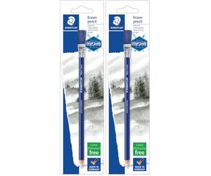 Staedtler Mars Rasor, Crayon-gomme abrasif pour encre d'écriture et de dessin, Avec embout brosse, Sans phtalates ni latex, Sous étui blister, 526 61BK-C (Lot de 2)