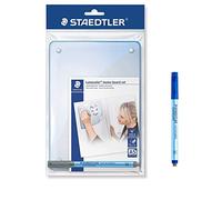 Staedtler Memoboard Lumocolor, Autocollant et réutilisable, effaçable à Sec, Lumocolor correctable Bleu et Noir Inclus, Pince à Crayon