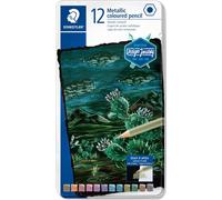 Staedtler Metallic 146 Boîte Métal 12 Crayons De Couleur Métalliques Assorties Edition Design Journey 146m M12