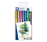 Staedtler Metallic Marker 8323 - Etui 6 Marqueurs Métalliques Assortis Pointe 1,2 Mm + 1 Feutre 308 C2-9 Offert