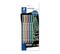 Staedtler Metallic Marker, Feutres à encre métallique pour loisirs créatifs et écriture stylisée, Encre pigmentée à base d'eau, Largeur de trait 1-2 mm, Étui blister avec 5 couleurs, 8323-S BK5S