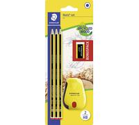 Staedtler Crayons à papier Noris Anniversaire HB – 3 crayons, taille‑crayon réservoir, mini‑gomme