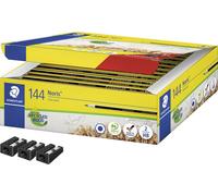 Staedtler Crayons à papier Noris 120 C144P1 – Lot 144 HB incassables + 3 taille-crayons