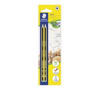 Staedtler Noris 120 Crayons - 2H, lot de 2, hexagonal | Crayon hexagonal résistant à la casse, grade dur 2H - bois PEFC, antidérapant - Art.-Nr. 120-4 BK2D