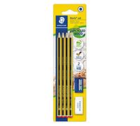 Staedtler Noris 120, Crayons à Papier Hb en Bois de Haute Qualité, Étui Blister de 4 Crayons Hb, 1 Gomme Blanche Rasoplast et 1 Taille-crayon, 120s1 Bk4d