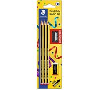 Staedtler Crayons à papier Noris Anniversaire HB – 3 crayons, taille‑crayon réservoir, mini‑gomme