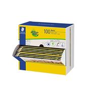 STAEDTLER Noris 120HBCA1 P Lot de 100 crayons à papier, fabriqués en bois recyclé, surface douce antidérapante, haute résistance à la livre, fabriqué en Allemagne, 100 pièces dans un distributeur de