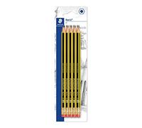 Staedtler Crayons graphite Noris 122 – HB 2 mm, embout gomme, étui blister 10 crayons