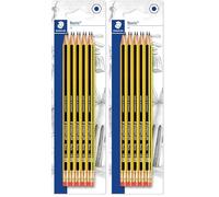 Staedtler Noris 122, Crayons graphites extrêmement résistants avec embout gomme, Étui blister avec 10 crayons HB 2 mm, Pour écriture, dessin et croquis, 122-2BK3DA (Lot de 2)