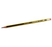 Staedtler Noris Crayon de papier avec gomme mine HB corps hexagonal jaune et noir - Boîte de 12