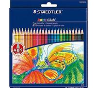 Staedtler Noris 144, Crayons de couleur de haute qualité avec système anti-casse, Mine douce de 3 mm, Étui carton avec 24 couleurs vives différentes, 144 NC24