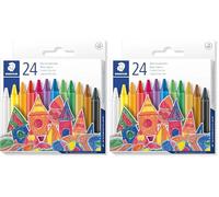 Staedtler - Noris 220 - Etui Carton 24 Craies À la Cire Assorties - Diam. 8 mm - 220 08 C24 (Lot de 2)