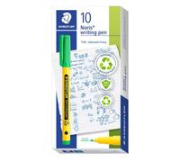 STAEDTLER Noris 307 Feutre fin - Vert pâle, 10 pièces, 0,6 mm | Feutres, composés à 97 % de plastique recy ase d'eau - Réf. 307-550